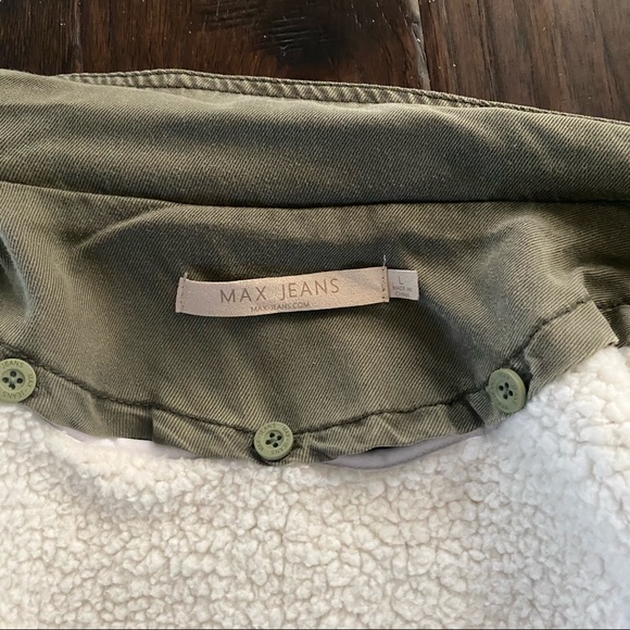 Khaki Green Jacket Max Jeans Sz L Removable Fleece Lining - Picture 7 of 13